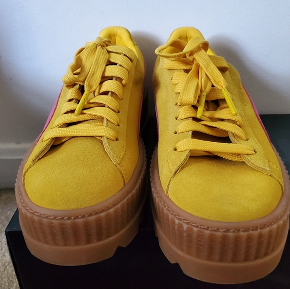 New PUMA 366268-03 Women Cleated CREEPERSUEDE WN''S Lemon-Carmine Rose-V295 - Picture 5 of 9